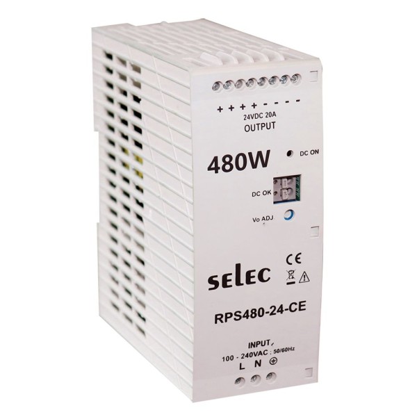 Schaltnetzteil; 20A; 480W; 90-264VAC / 127-370VDC; O/P: 24VDC; Überlast-/ Überspannungsschutz; Hutschiene
